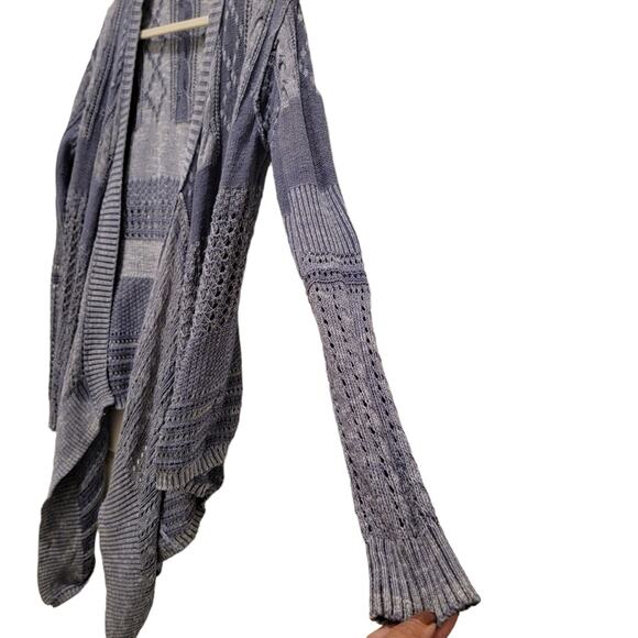 Knox Rose Open Knit Waterfall Open Cardigan Blue XS Long Sleeve Casual Cotton - Picture 7 of 8